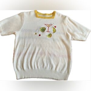 🍸🍹 vintage cocktail print square neck sweater